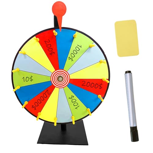 Teksome Prize Wheel - Glücksrad zum Drehen | Farbiges Tisch-Spinnrad mit 15 Slots – Drehen Sie das Roulette-Rad für Karneval, Messen und gewinnen Sie Fortune-Spin-Spiele