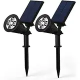 GRIFEMA DG2005, Solarleuchte Garten 4 LED, Wasserdichte Strahler, 2 Stück,Grau