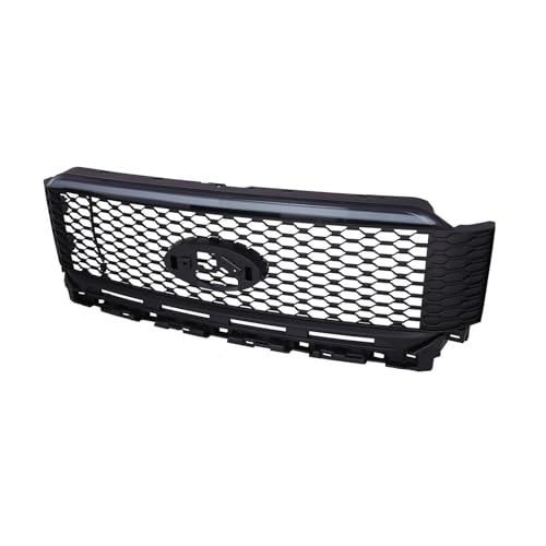 Oberer Kühlergrill for die vordere Stoßstange, Wabenstil, ABS-Kunststoff, schwarz, for 2021 2022 2023, kompatibel mit Ford F150, mit LED-Beleuchtung