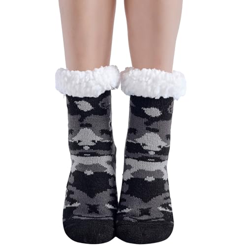 Hisonwel Kindersocken Winter Warme Dicke Wintersocken Kuschelsocken Anti-Rutsch-Socken mit Sherpa-Futter Kinder Thermosocken Haussocken Bodensocken（8-12 Jahre）