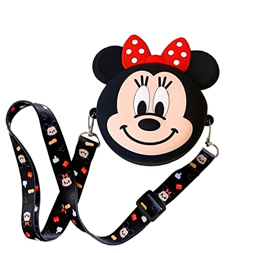 KATVVYE Minnie Girl Kinder Messenger Bag, Cute Cartoon Silikon Mini Kinder Münzbörse, Cartoon Minnie Messenger Bag mit verstellbarem Gurt Länge für Kinder Geschenke Geburtstagsgeschenke und