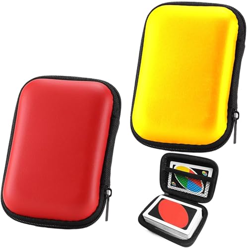 2 Stück Tasche, Spielkarten Box, Schützt Karten vor Feuchtigkeit und Staub, Spielkarten Etui, Geschenk für Jungen oder Mädchen, für Spielkarten/Kartenspiele(Rot, Gelb)