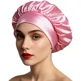 iLamvie Satin Haarhaube, Nacht Schlafhaube,Schlafhaube Haare Schützen,Satinhaube Zum Schlafen,Haarnetz Für Damen Und Mädchen(Rosa)