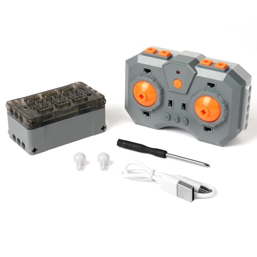 HOTUT Powered Module, Power Functions Sets mit wiederaufladbarer Fernbedienung und Batteriebox, 6 Power Output Port, Upgrade motor Funktionssets kompatibel mit -Technik (APP-Steuerung/programmierbar)