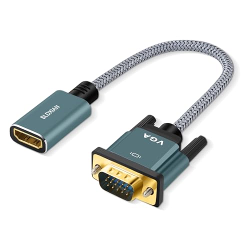 SLDXIAN HDMI auf VGA Adapter, Nylon geflochtene HDMI Buchse auf VGA Stecker 1080p für TV Stick, HDTV, DVD Player, Tablet PC, Monitor, Projektor, Xbox (15CM)