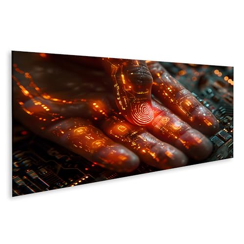 islandburner Bild auf Leinwand Nahaufnahme Einer Hand, die eine detailreiche Leiterplatte hält Büro von IT-Spezialisten Elektronik-Reparaturwerkstatt Leinwandbild