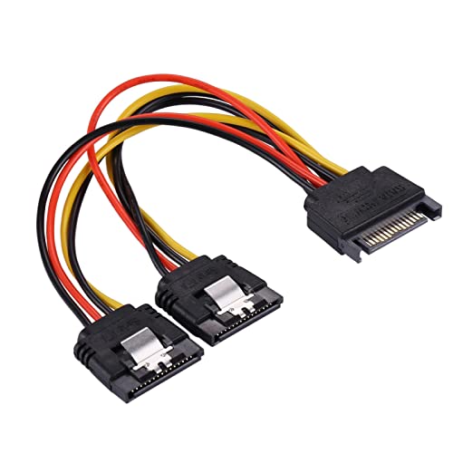 YIZITU PC Server Computer Festplatte 15Pin 1 Männlich Bis 2 Weibliche Splitter Stromkabel Erweiterungskabel 18AWG
