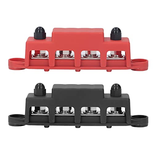 2 Stück Stromverteilerblock Stromverteilerblock, Sammelschiene 48 V Sammelschiene DC 48 V 250 A, M8-Schraube 4 Anschlussbolzen Stromverteilerblock für Auto, Marine, Auto,