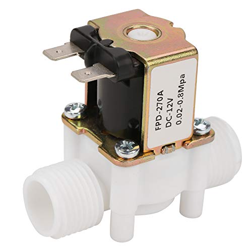 Solenoid-Wasserventil, 12V G1 / 2"NC Kunststoff Elektrischer Einlass Solenoid-Wasserventil für Waschmaschine/Wasserspender/GartenspraybewäSserung, Langlebig und Austauschbar