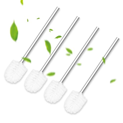 Klobürste Weiß Ø 6,5cm,Toilettenbürste Weiß 4er Set mit Edelstahlgriff,WC-Bürste für das Badezimmer,Praktisches Toilettenbürstenset mit für eine gründliche WC-Reinigung,Stehende Edelstahl-WC-Bürsten