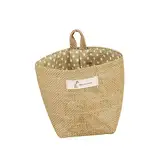 PHENOFICE Kleine Baumwoll Jute Blumentöpfe Aufbewahrungstasche Mit Gestreiftem Design Hängende Stofftasche Gelbe Punkte Für Kreative Deko Und Praktische Aufbewahrung