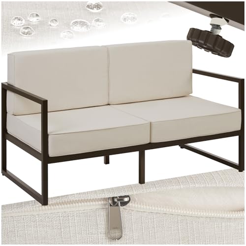 tectake® Garten Lounge Sofa 2 Sitzer, Couch, Gartenmöbel, Balkonmöbel, Terrassenmöbel, Wintergarten Lounge Möbel Outdoor, Gartenbank wetterfest, Sitzbank mit Lehne, Gartenlounge - 2 Sitzplätze