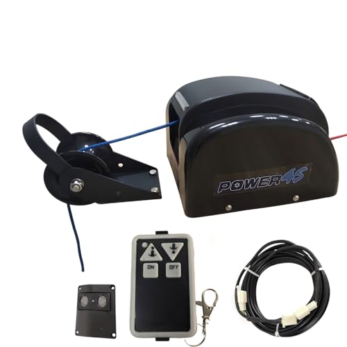 TAZZOR Seilwinde 12V - Elektrische Mini Seilwinde mit Ankerseil 31m für Anker bis 21Kg - Ankerwinde 12V - Robuste 12V Seilwinde 30LBS Ankerwinde Remote und Wireless Control Marine Boot Zubehör