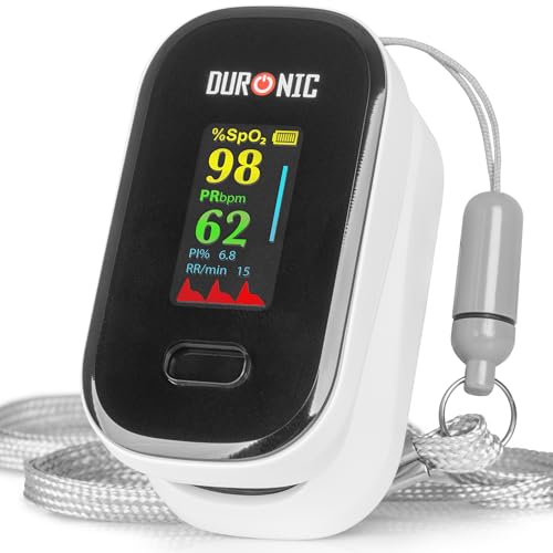 Duronic OX2 Pulsoximeter, Messen von Sauerstoffsättigung (SpO₂) im Blut, Oximeter für Zuhause, Pulsoximeter für schmerzfreie Anwendung am Finger