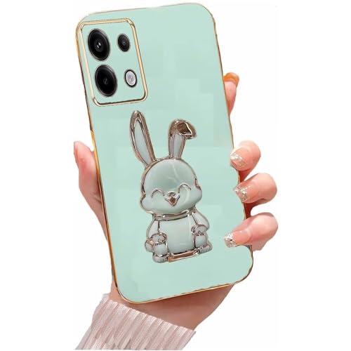 Miagon Kaninchen Ständer Hülle für Xiaomi Redmi Note 13 5G,Cute Mädchen Dünn Galvanisierte Schutzhülle Weiches Case Bumper mit Hase Skalierbar Halter Kickständer