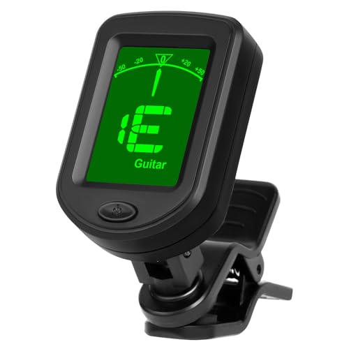 AMFUN Stimmgerät Gitarre, Clip Tuner, Clip-On Chromatisches Stimmgerät, Stimmgerät zum Anklipsen, Stimmgerät für Gitarre, Bass, Violine, Ukulele, Chromatisch