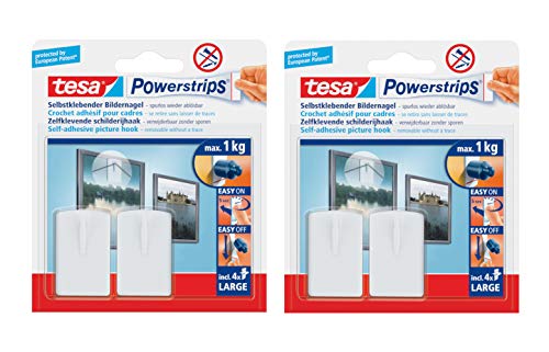 tesa Powerstrips Klebenagel, Weiß, 4 Stück