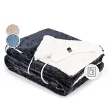 Klarstein XL Elektrische Kuscheldecke, Heizdecke mit Abschaltautomatik, 180x130 cm Elektrische Wärmedecke Maschinenwaschbar, Doppelseitige Heizdecke für Bett & Sofa, Wärme Decke mit 9 Heizstufen