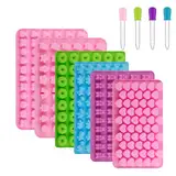 WATUNID 6 Pack Süßigkeiten Silikonformen Set, Mini Eiswürfelformen mit 4 Dropper, Antihaft-Frucht Form Schokolade Gelee Formen, Gummibärchen Formen für Kuchen Dekoration für Kinder Geburtstag Party