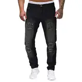 Lässige Hip-Hop-Sporthose für Herren mit hohem Stretch, Enger Waschung, poliert, weiß, zerrissene Passform, Reißverschluss, Jeanshose Herrengröße Tabelle