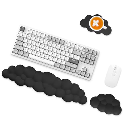 Wasarmir Cloud Handballenauflage Tastatur Maus Set, Weiche Memory-Schaum Ergonomische Tastatur Handgelenkstützen mit Rutschfeste Unterseite, Armlehne Tastatur Maus für Spiele Heim Büro, Schwarz