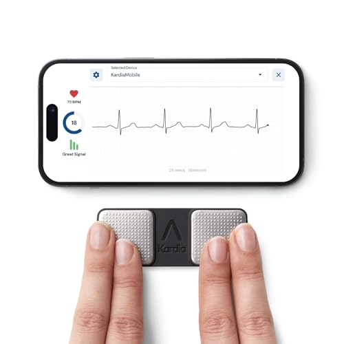 Kardiamobile 6-Kanal-EKG-Herzmonitor – Sechs Ansichten des Herzens – Erkennt Vorhofflimmern – Sofortige Ergebnisse in 30 Sekunden – Funktioniert mit den meisten Smartphones