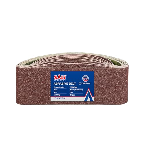 SALI Schleifbänder 10 Stück 75 x 533 mm Schleifband Körnung 60 Bandschleifpapier für Bandschleifer Schleifmaschine zum Holz Metall Schleifen, Feilen, Schärfen und Entrosten