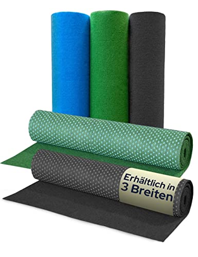 Primaflor Premium Rasenteppich - PARK, Anthrazit, 4,00m x 3,00m| Viele Größen | Wasserdurchlässiger Vliesrasen mit Noppen | Robuster Outdoor Bodenbelag als Meterware für Balkon und Terrasse