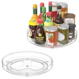 Radikor 2 Stück Drehteller Kühlschrank Organizer, 360° Lazy Susan Drehbares Gewürzregal, 24cm Drehteller Küche, Drehplatte Kühlschrank für Gewürzen, Flaschen, Kosmetika