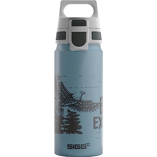 SIGG WMB One Brave Eagle Kinder Trinkflasche (0.6 L), schadstofffreie und auslaufsichere Kinderflasche, federleichte Wasserflasche aus Aluminium