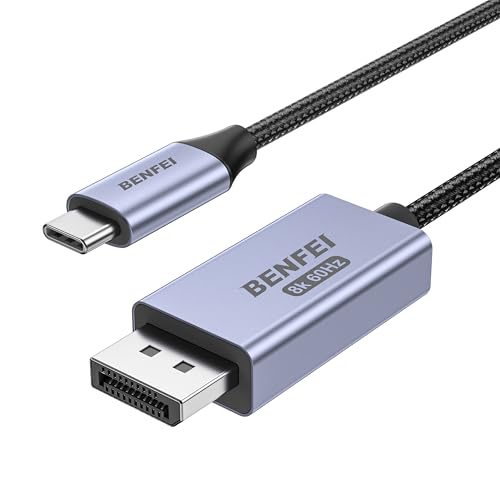 BENFEI Bidirektional USB C auf DisplayPort Kabel 1,8M (8K@60Hz 4K@144Hz/120Hz 2K@240Hz), Thunderbolt 5/4/3 zu DisplayPort Kabel, DisplayPort auf USB C Kabel Grau – Nicht für tragbaren USB C Monitor