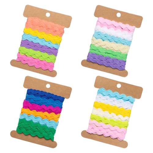 Bofanze 24 Yard 5 mm Borten und Bänder zum Nähen 6 Colours Rick Rack für Dekoration Band Wave Bending Fringe Trim Ribbon Zickzackband Zackenlitze für Sewing, Party, Crafts, Zierband zum Nähen