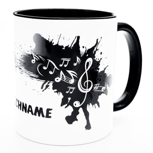 Notentasse Musiker Kaffeetasse Musikliebhaber Tasse mit Namen personalisiert Musikgeschenk Musiklehrer Geschenk Artikel Musiktasse Abschied Music Musikfans Musik Noten Becher Zubehör Keramik 330 ml