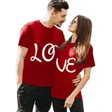 QWUVEDS Partner T-Shirt Damen und Herren 2 Stück Couple-Shirt Geschenk Set für Verliebte Partner Geschenke Bestes Geburtstagsgeschenk Partnerlook Schwarz 2er Set Couple Schlichtes Und Witziges Design