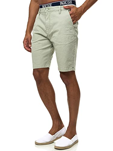 Indicode Herren Luis Chino Shorts mit 5 Taschen aus 98% Baumwolle | Bermuda Sommershorts für Männer Sea Foam XL