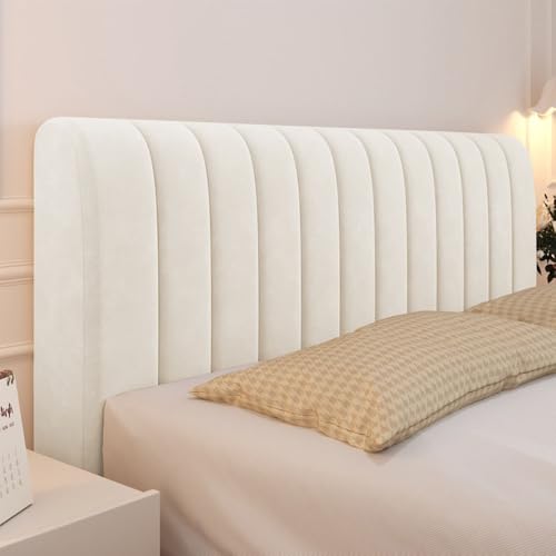 Hearda Nordische Volltonfarbe Bett Kopfteil Bezug, Weicher Strecken Bett Kopfteil Hussen, Staubdicht Bettkopfteil Husse, Verdickt All-Inclusive Bettkopfteil Bezug für Schlafzimmer (180cm,Beige)
