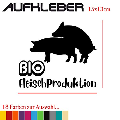 Bio Fleischproduktion Spaßaufkleber Sticker Decal für Auto Größe: 15x13cm in 18 Farben erhältlich