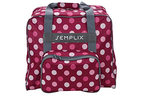 SEMPLIX Overlocktasche/Coverlocktasche Polka Dots, Groß, Stabil, für Transport/Aufbewahrung Aller gängiger Maschinen, Beere/Rosa 44x38x33 cm