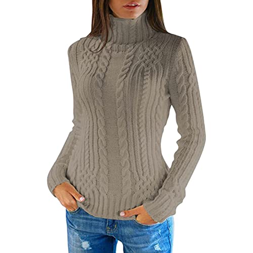 Generisch Oversize Pullover Damen Pulli Pullover Damen Fall Winter Elegant Strickpullover Damen Oversize Pullover Damen Herbst Strick Lang Pullover Weihnachten Damen