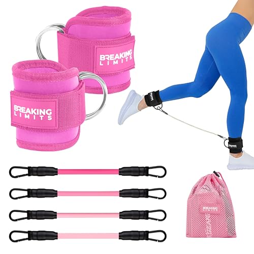Breaking Limits Po Trainer für Zuhause - Sport Geräte für Zuhause - Fußschlaufen Kabelzug - Fußmanschetten für Fitnessgeräte - Booty Trainer (Rosa)