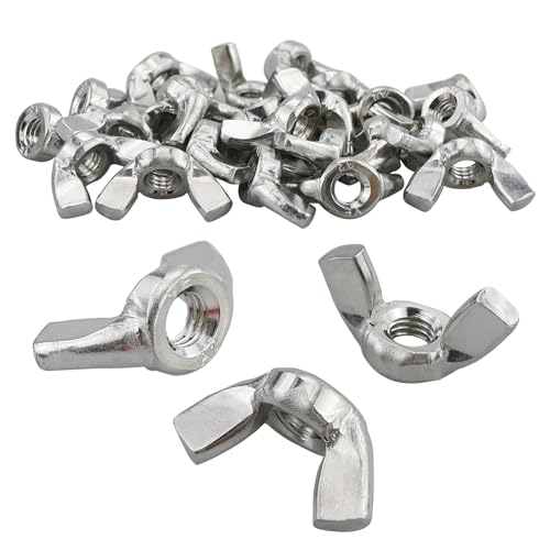 25 Stück Flügelmuttern Edelstahl Wing Nut Rostfreie Schmetterlingsmuttern Set zur Universellen Nutzung Schwerlast Zertifizierter Standard Flügelmutter für Anlagen DIY Tools Silber (M6)