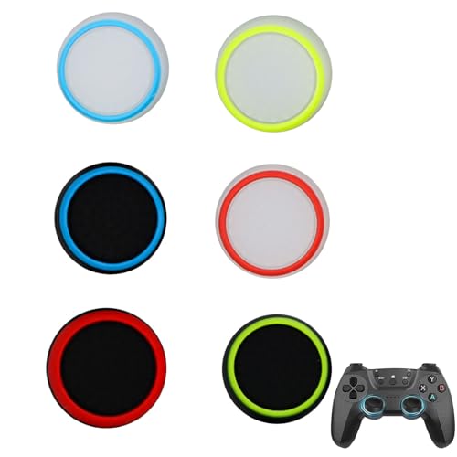 Thumbstick Kappen, 6 Stück Convex Thumb Grip Caps Set, Thumbstick Caps Grip, Silikon Sticks Joystick Schutz Aufsätze, Gaming Zubehör Controller Zubehör für PS5 PS4 Xbox One Series X/S(6 Farben)