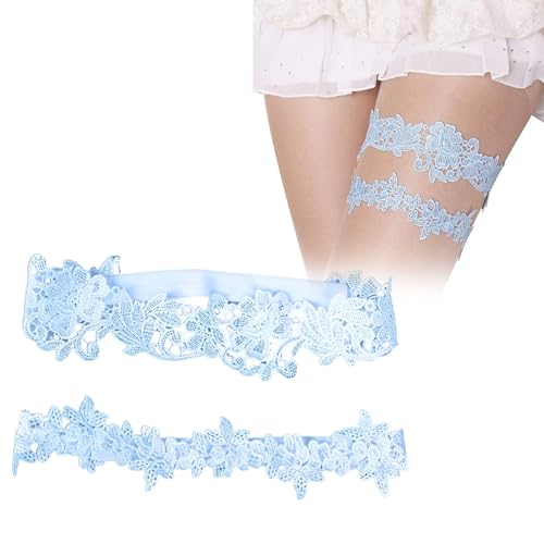 Meifiyu Strumpfband Blau Hochzeit Strumpfband Hochzeit Blaues Strumpfband Hochzeit Strumpfband Strumpfband für Braut Strumpfband Spitze für Brautaccessoires Braut Geschenk Garters (Hellblau)