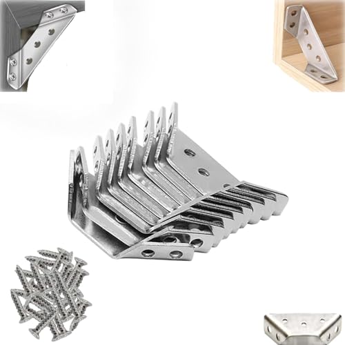 Triangular Support Bracket, Trapeziform Angle Brackets, Triangular Support Made of Stainless Steel, Fasten Corner Bracket, For Shelves Cabinets Tables and Chairs(10PCS)