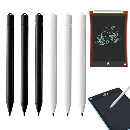 6 Stück Ersatzstift Stift für LCD-Schreibtafel, LCD Schreibtafel Stift, Tablet Stift für LCD Maltafel, Writing Board Pens, Schreibtafel pens für LCD-Schreibtabletts(Schwarz+Weiß)