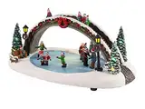 Spetebo LED Weihnachts Szene Schlittschuhbahn - 35x21x17 cm - Winter Dorf Deko Eisbahn beleuchtet mit Musik