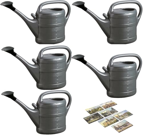 5X Gießkanne 10L ANTHRAZIT + 1x KÜHLSCHRANKMAGNET! Blumenkanne Kunststoff für groß & klein Garten & Zimmerpflanzen Gießkannen Gieskanne Gieskannen Giesskanne 10 Liter Watering Can Gieskannen10Liter lr