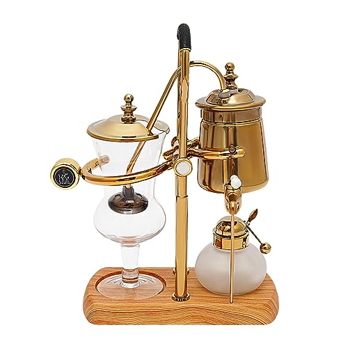 DENEST Luxury Siphon Balance Kaffeemaschine, Siphon Kaffeemaschine Set, Belgische Siphon Kaffeemaschine, Vakuum-Kaffeebereiter, Kaffee- und Teebrüher, Naturholzsockel und Deckelknauf