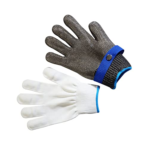 Headerbs Edelstahldrahthandschuhe Schnitt Resistente Schutzhandschuhe Anti -Schneid -Handschuhhandschuhe für Küchenrestaurant Supermarkt Fleischladen Lebensmittelverarbeitungsfabrik (GREY)