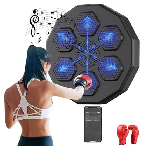 Musik-Boxmaschine, Smart Music Electronic Boxing Machine mit 6 Lichtern und Bluetooth-Sensor, Wand-Boxing-trainingsgerät mit Handschuhen Für Home Exercise/Stress Release